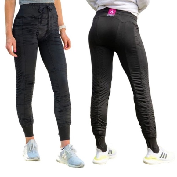 Agogie 40+ resistance bands black leggings pants  workout athletic medium - Picture 1 of 11